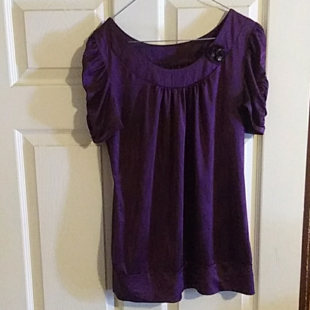 Purple stretch fitted top with embellishment